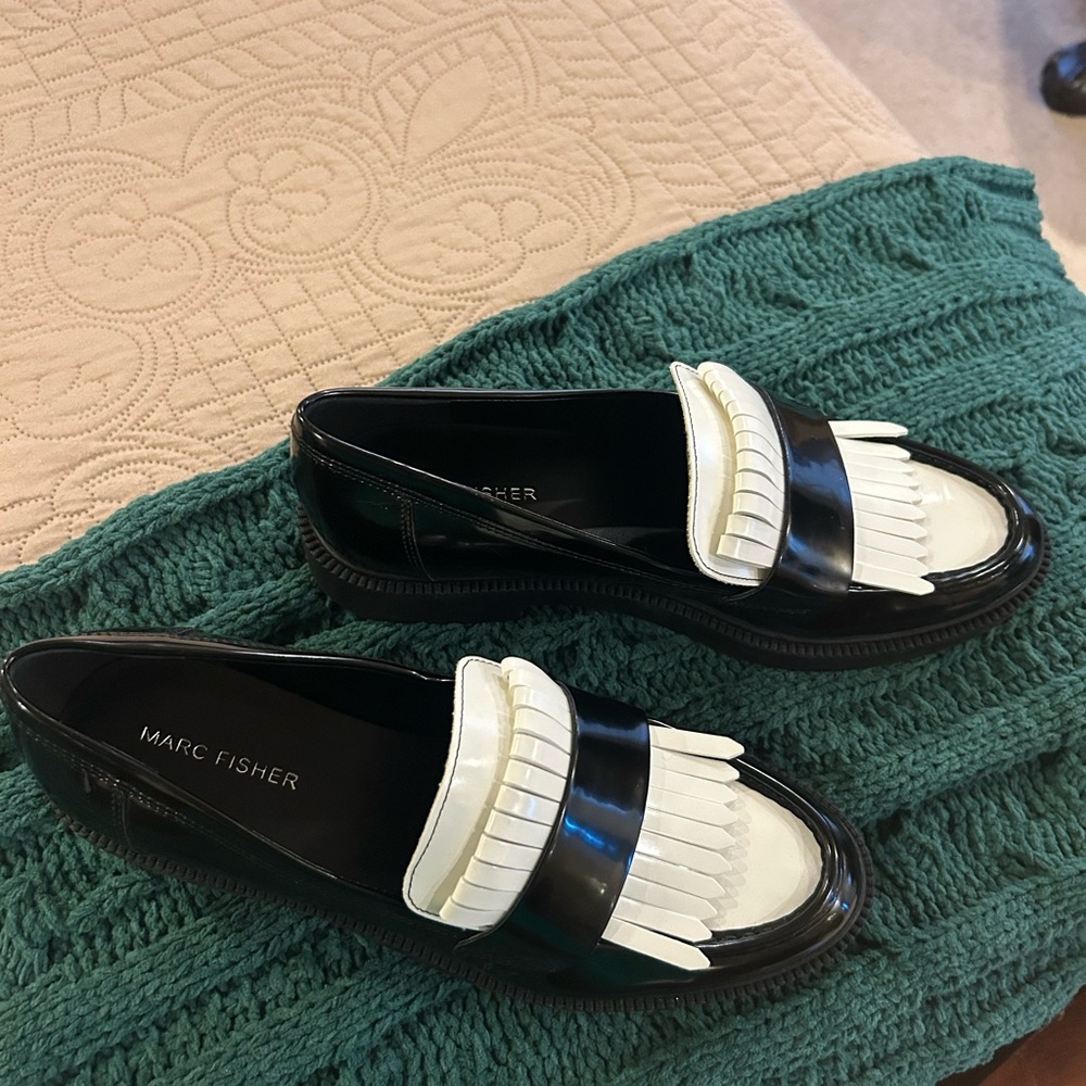 Marc Fisher Black and White Women's Loafers